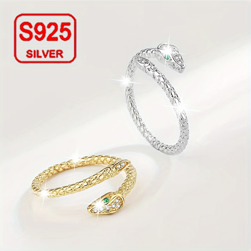Snake Shape Index Ring Adjustable 925 Silver Low Allergy Ring